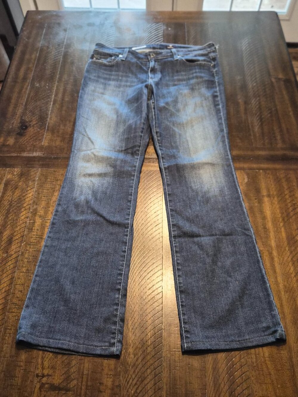 AG Adriano Goldschmied The Jessie Curvy Bootcut Jeans 32R Blue Denim Hem G936